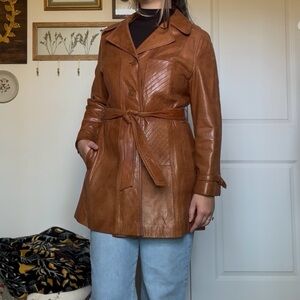 Vintage 70s Leather Trench Coat